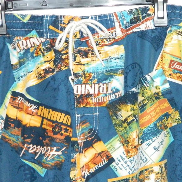 2 for/$35 Carribean Joe Tropical Themed Light weight Swim Shorts Trunks Sz 2XL - Picture 2 of 12